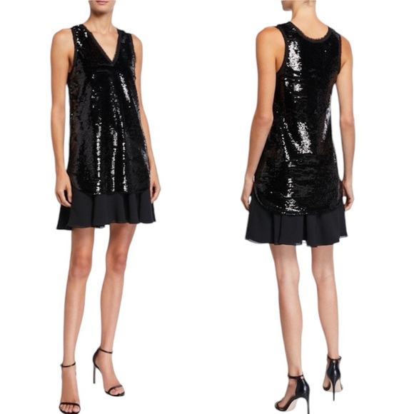 Emporio Armani || NWT || Black Sequin Tunic Dress w/ Chiffon Skirt - Picture 10 of 10